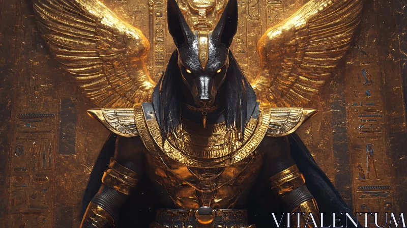 Ancient Egyptian God Anubis with Glowing Eyes AI Image