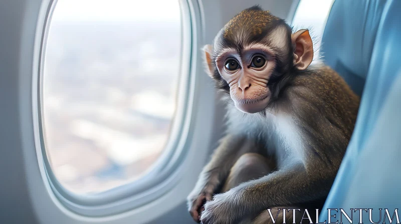 Curious Monkey on a Plane AI Image