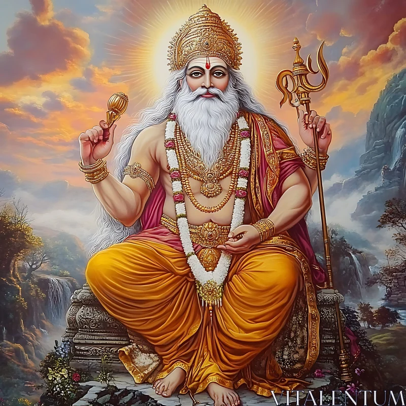 Hindu Deity in Meditative Posture AI Image