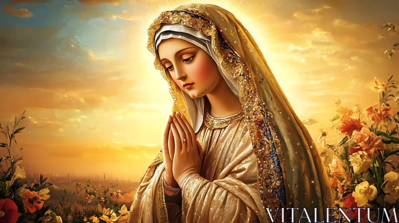 Sacred Image of Marian Devotion AI Image