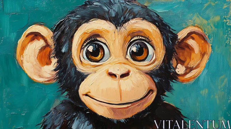 AI ART Cute Monkey Painting Art