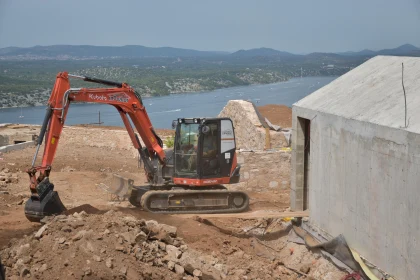 Coastal Construction with Excavator