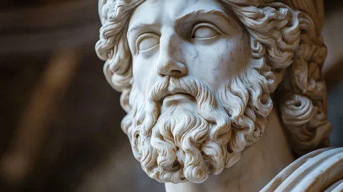 Exquisite Marble Sculpture of Bearded Man