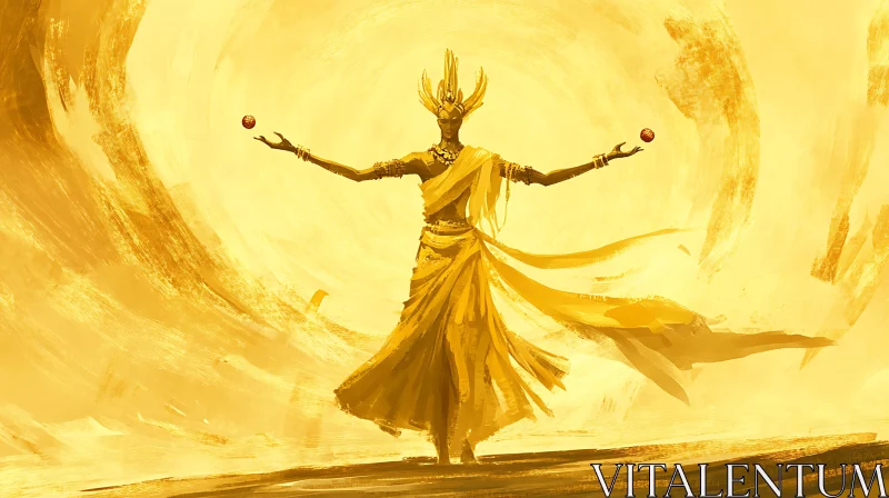 AI ART Mystical Golden Ruler in Surreal Scene