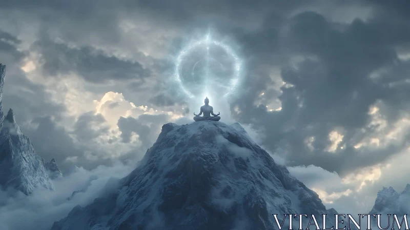 Mystical Meditation on a Mountain Summit AI Image