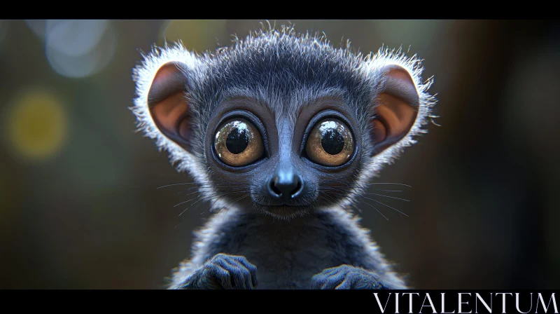 Detailed Close-Up of a Lemur in the Wild AI Image