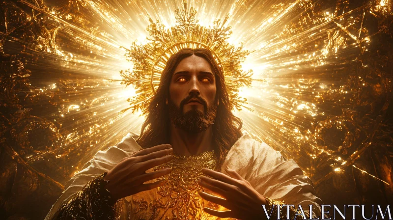 Majestic Religious Icon with Golden Glow AI Image