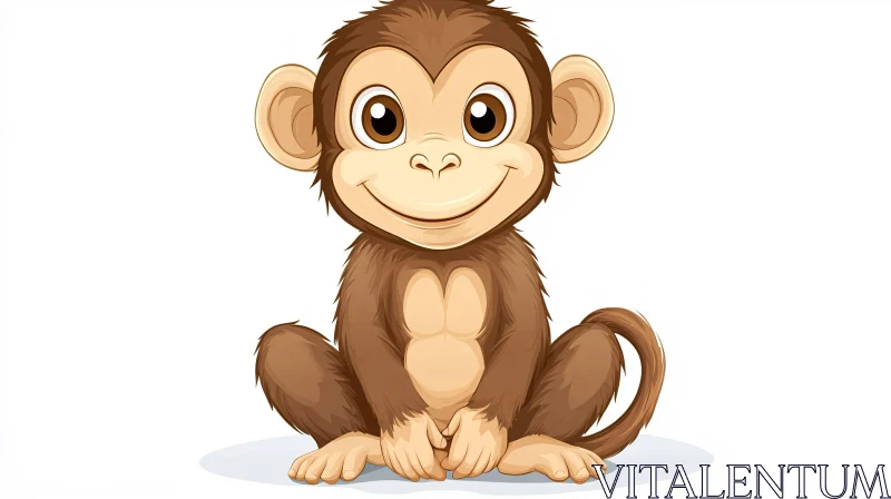 Charming Cartoon Monkey with Expressive Eyes AI Image