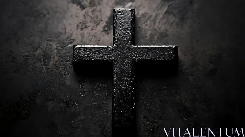 Dark Metallic Cross with Shadows AI Image