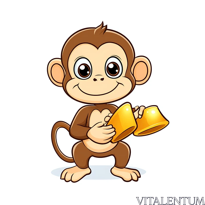 AI ART Smiling Cartoon Monkey with Bells