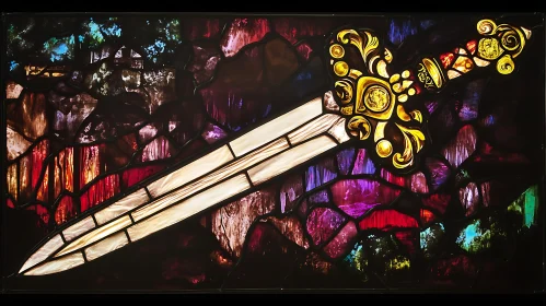 Ornate Sword in Stained Glass