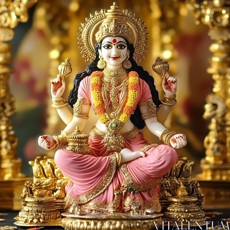 Sacred Hindu Goddess Statue AI Image