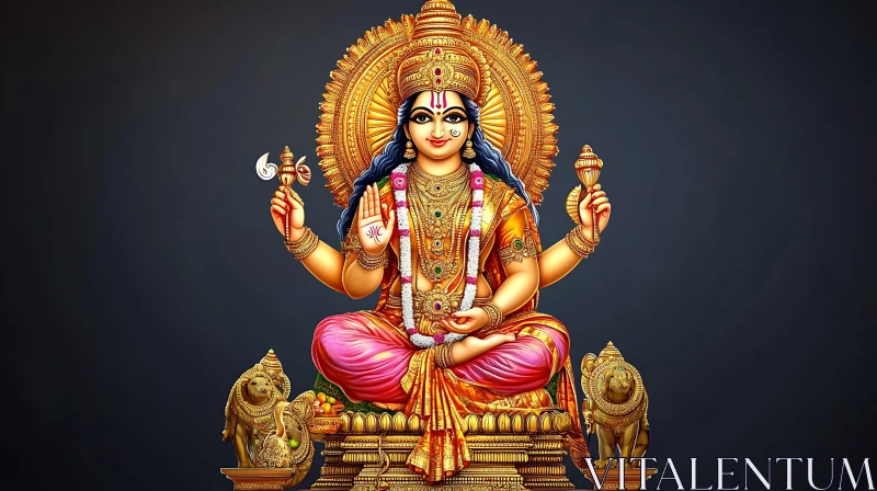 Vibrant Hindu Deity in Traditional Adornments AI Image