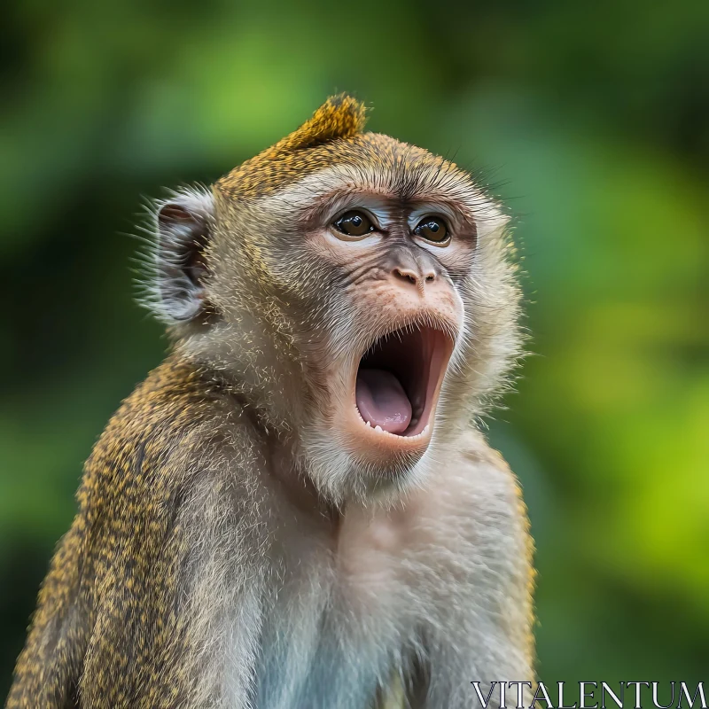 Close-Up of Expressive Monkey in the Wild AI Image