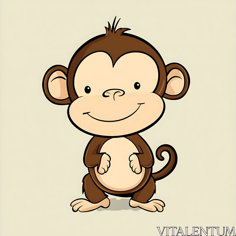 AI ART Adorable Smiling Monkey Cartoon Character