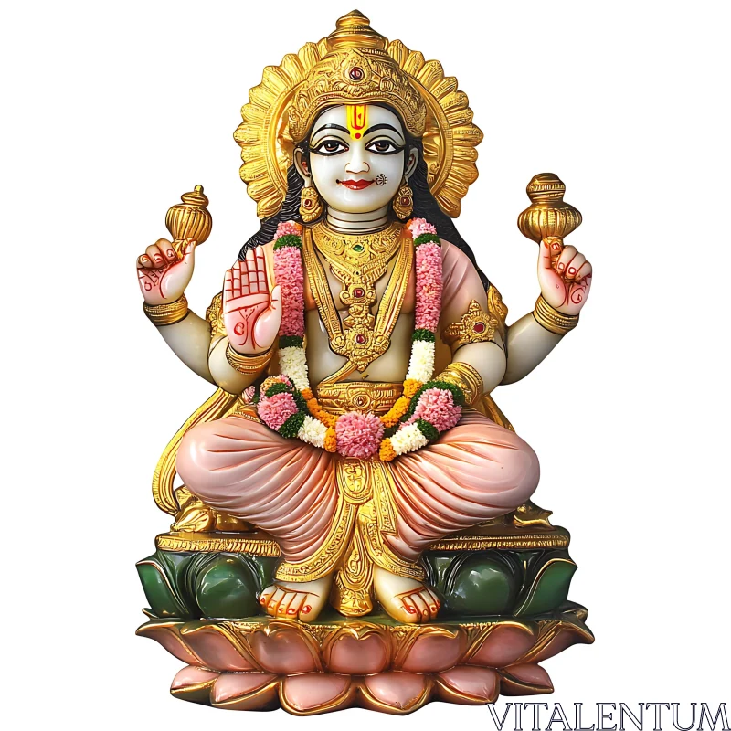 AI ART Divine Deity Statue with Gold Adornments