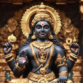 Intricate Hindu Deity Statue with Golden Ornaments