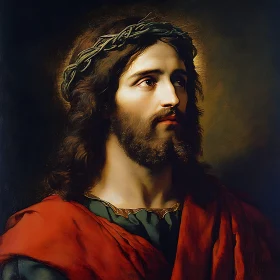 Solemn Figure with Crown of Thorns in Classic Portrait