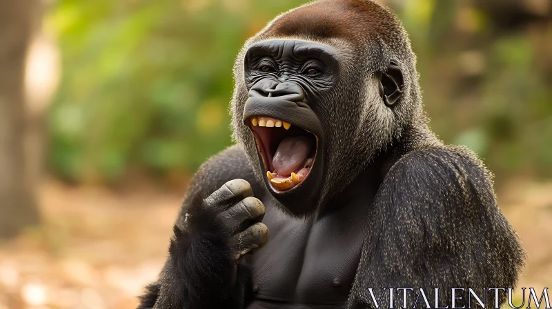 AI ART Yawning Gorilla in the Wild