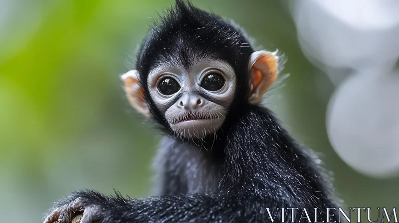 Expressive Baby Monkey in Natural Setting AI Image