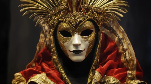 Elegant Venetian Mask with Gold Ornaments