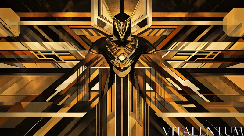 Geometric Gold Robotic Surreal Art AI Image