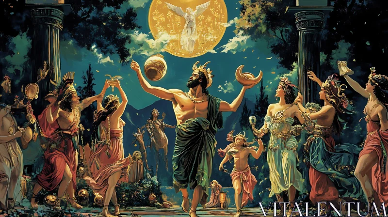 Mythological Ritual in Ancient Times AI Image