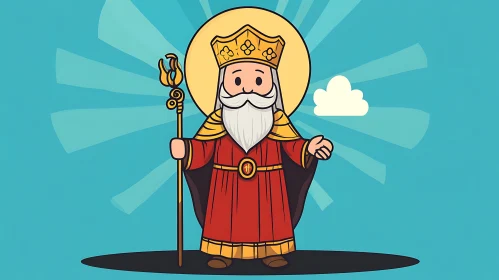 Royal Cartoon Character with Golden Crown