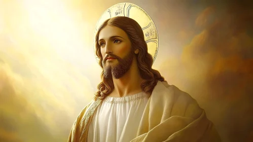 Divine Portrait of Jesus Christ in Golden Light