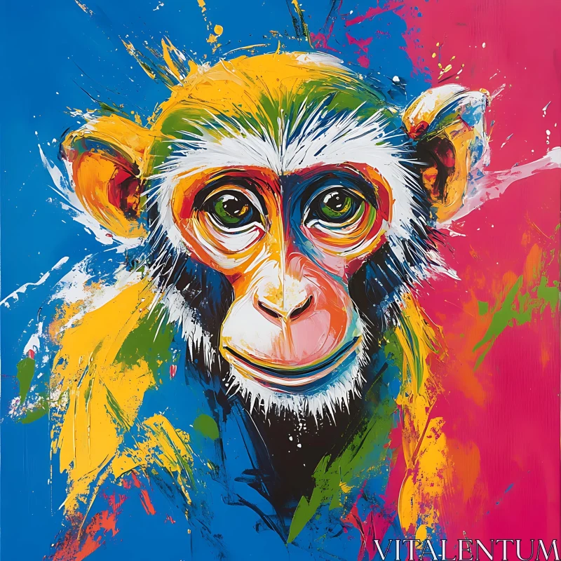 AI ART Colorful Abstract Portrait of a Monkey