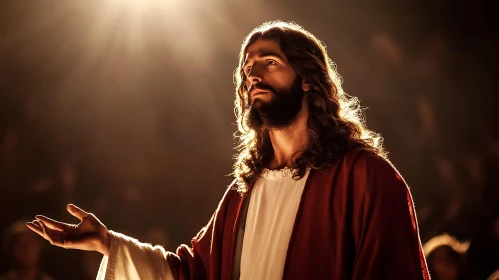 Divine Religious Figure in Dramatic Lighting