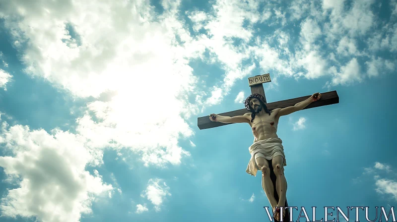 Jesus on the Cross with a Cloudy Sky Background Jesus on the Cross with a Cloudy Sky Background