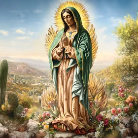 Sacred Statue Amidst Nature's Beauty