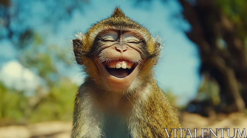 Smiling Monkey in the Forest