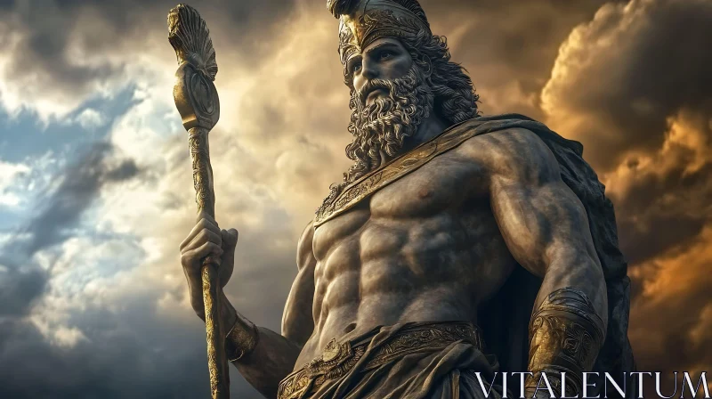 Ancient Greek Warrior Statue AI Image