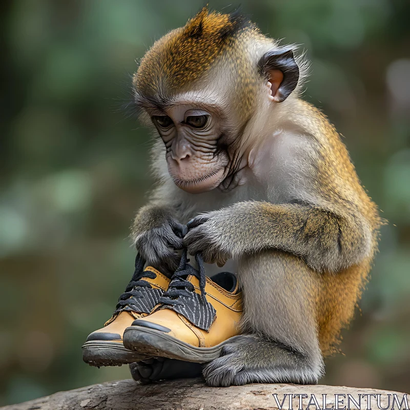 Charming Image of a Monkey and Shoes AI Image