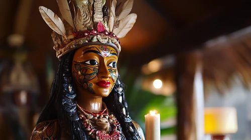 Tribal Art Sculpture with Candle
