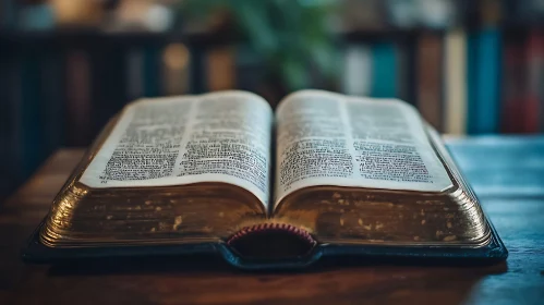 Antique Open Book on Table