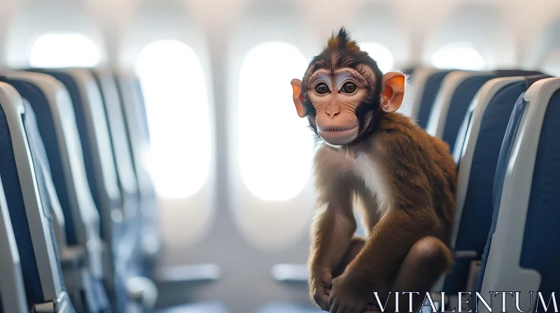 Adorable Monkey in an Airplane AI Image