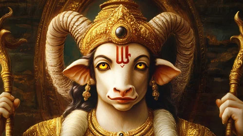 Anthropomorphic Divine Image, Mythical Goat-Headed Deity