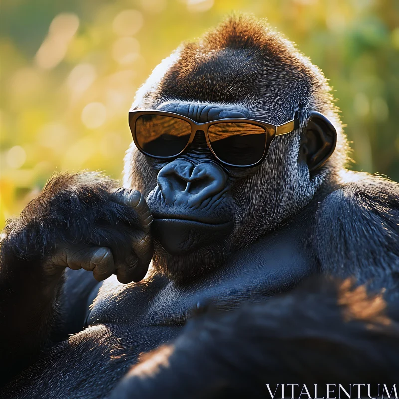 Gorilla Rocking Sunglasses in Nature AI Image