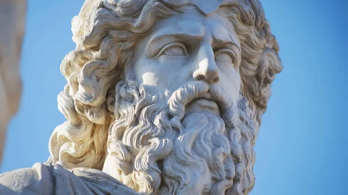 Detailed Marble Sculpture of Bearded Figure