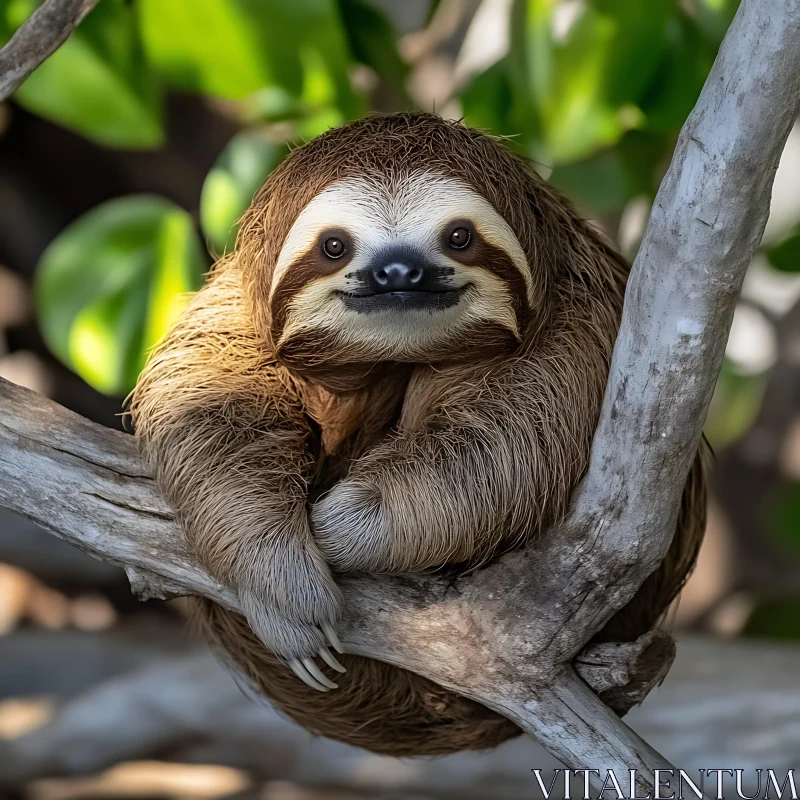 Peaceful Sloth in its Natural Habitat AI Image