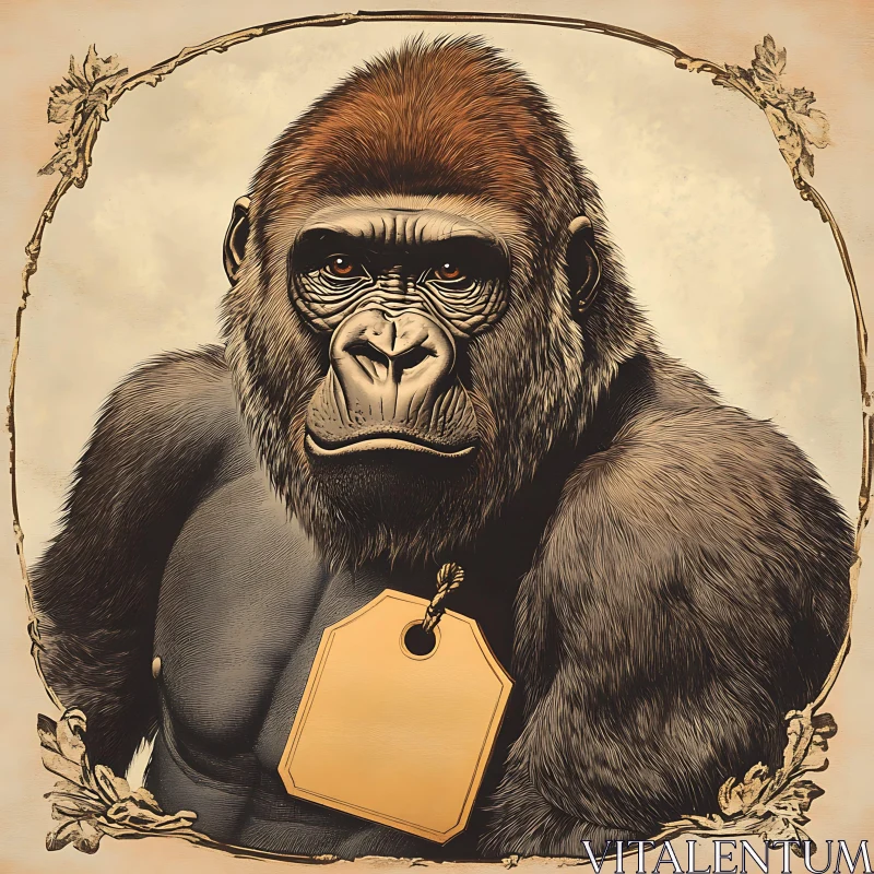 AI ART Detailed Gorilla Portrait with Decorative Frame