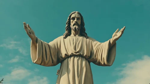 Serene Religious Monument Against Blue Sky