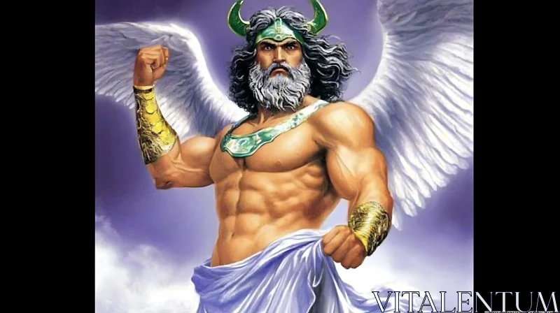 Mythological Angelic God with Majestic Presence AI Image