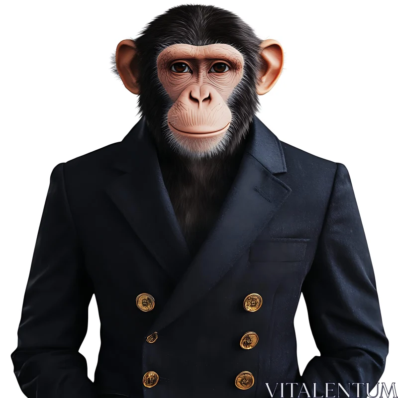 Fashionable Monkey Dressed in Formal Attire AI Image