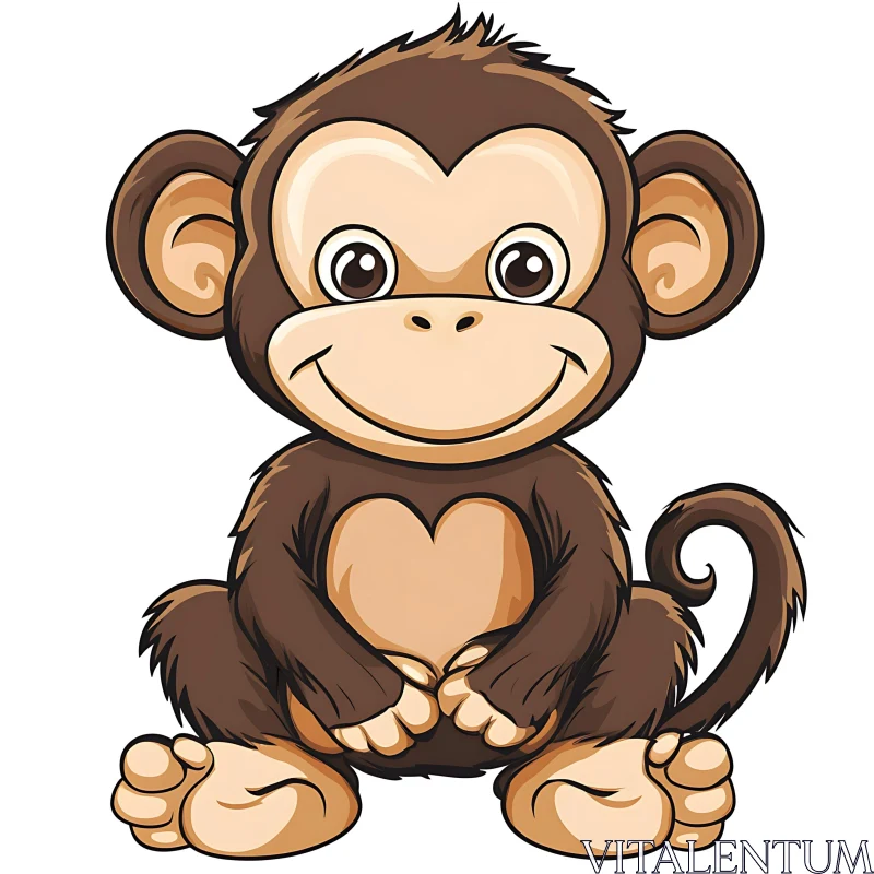 Cheerful Monkey Cartoon Art AI Image