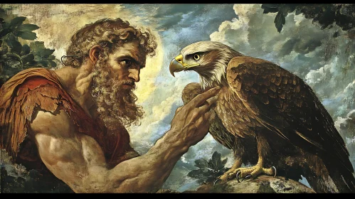 Mythological Man and Eagle Painting