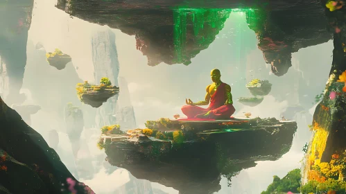 Monk Meditation in Mystical Nature